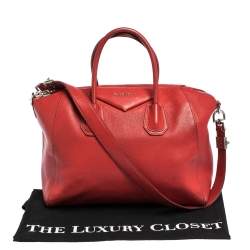 Pre Owned Givenchy Red Leather Medium Antigona Satchel