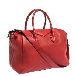 Pre Owned Givenchy Red Leather Medium Antigona Satchel