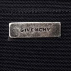 Pre Owned Givenchy Grey Tweed and Leather Logo Plague Flap Satchel