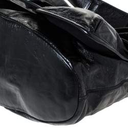 Pre Owned Givenchy Black Patent Leather Double Pocket Shoulder Bag