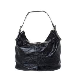Pre Owned Givenchy Black Patent Leather Double Pocket Shoulder Bag