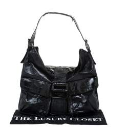 Pre Owned Givenchy Black Patent Leather Double Pocket Shoulder Bag