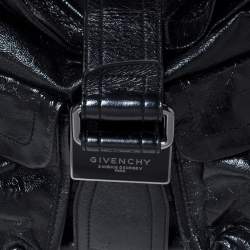 Pre Owned Givenchy Black Patent Leather Double Pocket Shoulder Bag