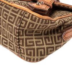 Pre Owned Givenchy Beige/Tan Monogram Canvas and Leather Baguette Bag