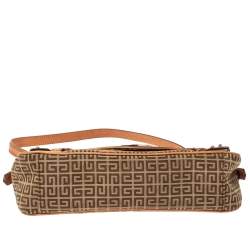 Pre Owned Givenchy Beige/Tan Monogram Canvas and Leather Baguette Bag