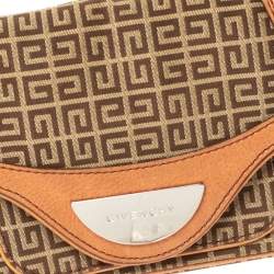 Pre Owned Givenchy Beige/Tan Monogram Canvas and Leather Baguette Bag