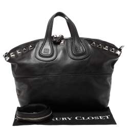 Pre Owned Givenchy Black Leather Nightingale Studded Satchel