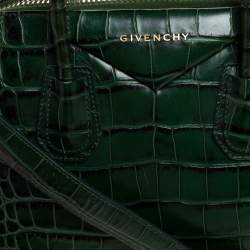Pre Owned Givenchy Green Croc Embossed Leather Small Antigona Satchel