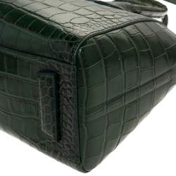 Pre Owned Givenchy Green Croc Embossed Leather Small Antigona Satchel