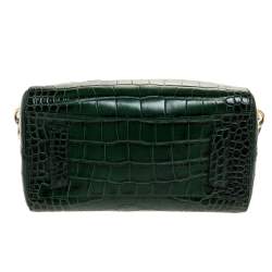 Pre Owned Givenchy Green Croc Embossed Leather Small Antigona Satchel