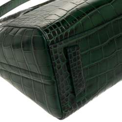Pre Owned Givenchy Green Croc Embossed Leather Small Antigona Satchel