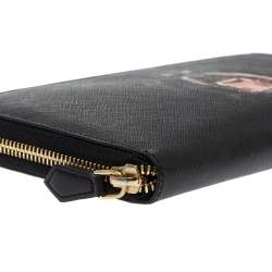 مملوكة مسبقًا Givenchy Black Leather Rottweiler Zip Around Wallet