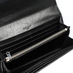 Pre Owned Givenchy Black Leather Pandora Long Flap Wallet