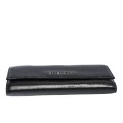 Pre Owned Givenchy Black Leather Pandora Long Flap Wallet