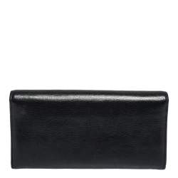 Pre Owned Givenchy Black Leather Pandora Long Flap Wallet