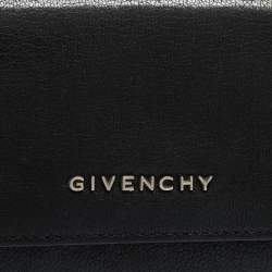 Pre Owned Givenchy Black Leather Pandora Long Flap Wallet
