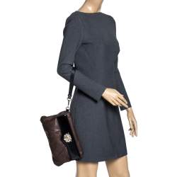 مملوكة مسبقًا حقيبة كلتش جيفنشي جلد بني/أسود بحمالة معصم