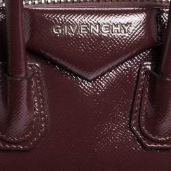 Pre Owned Givenchy Burgundy Patent Leather Mini Antigona Satchel
