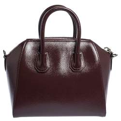 Pre Owned Givenchy Burgundy Patent Leather Mini Antigona Satchel