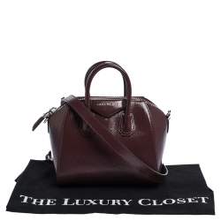 Pre Owned Givenchy Burgundy Patent Leather Mini Antigona Satchel