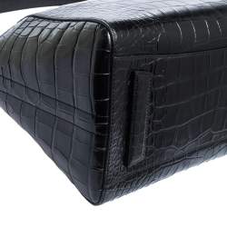 Pre Owned Givenchy Black Croc Embossed Leather Medium Antigona Satchel