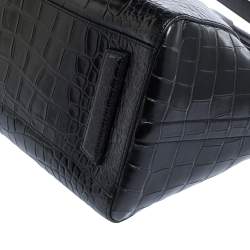 Pre Owned Givenchy Black Croc Embossed Leather Medium Antigona Satchel