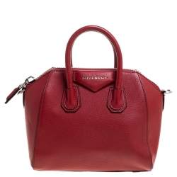 Pre Owned Givenchy Red Leather Mini Antigona Satchel