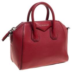 Pre Owned Givenchy Red Leather Mini Antigona Satchel