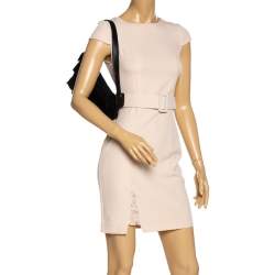 Pre Owned حقيبة كتف جيفنشى قلاب إبزيم جلد وكانفاس شهير سوداء