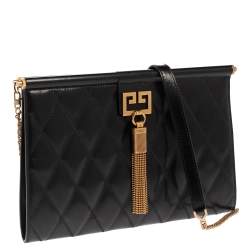 Pre Owned Givenchy Black Quilted Leather Medium Gem Shoulder Bag