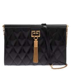 Pre Owned Givenchy Black Quilted Leather Medium Gem Shoulder Bag