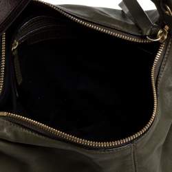 Pre Owned Givenchy Olive Green/Brown Leather Logo Hobo