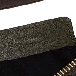 Pre Owned Givenchy Olive Green/Brown Leather Logo Hobo