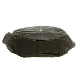 Pre Owned Givenchy Olive Green/Brown Leather Logo Hobo