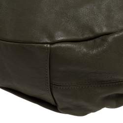 Pre Owned Givenchy Olive Green/Brown Leather Logo Hobo