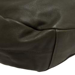 Pre Owned Givenchy Olive Green/Brown Leather Logo Hobo