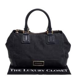 Pre Owned Givenchy Black Signature Canvas and Leather Double Zip Tote