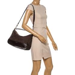 Pre Owned Givenchy Brown Signature Canvas and Leather Hobo