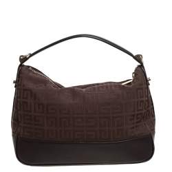 Pre Owned Givenchy Brown Signature Canvas and Leather Hobo