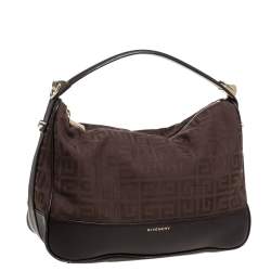 Pre Owned Givenchy Brown Signature Canvas and Leather Hobo