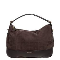 Pre Owned Givenchy Brown Signature Canvas and Leather Hobo