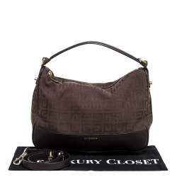 Pre Owned Givenchy Brown Signature Canvas and Leather Hobo
