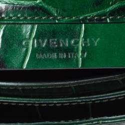 Pre Owned Givenchy Green Croc Embossed Leather Medium Antigona Envelope Clutch