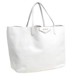 Pre Owned Givenchy White Leather Large Antigona Shopping Tote
