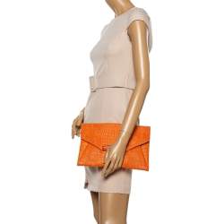 مملوكة مسبقًا حقيبة كلتش جيفنشي أنتيغونا جلد نقشة التمساح برتقالي