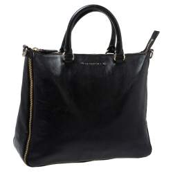 Pre Owned Givenchy Black Leather Zipped Detail Tote