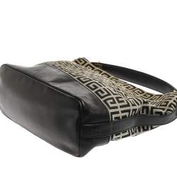 Pre Owned Givenchy Black/Grey Monogram Canvas and Leather Hobo