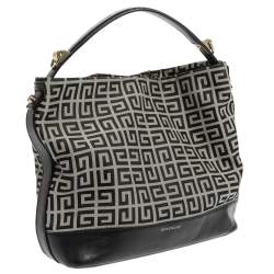 Pre Owned Givenchy Black/Grey Monogram Canvas and Leather Hobo
