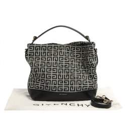 Pre Owned Givenchy Black/Grey Monogram Canvas and Leather Hobo