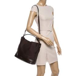 Pre Owned Givenchy Brown Monogram Canvas and Leather Hobo